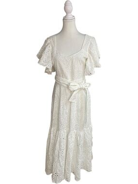 Zara Openwork Embroidered Maxi Dress White